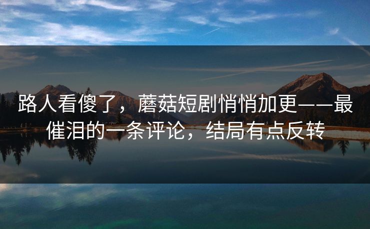 路人看傻了，蘑菇短剧悄悄加更——最催泪的一条评论，结局有点反转